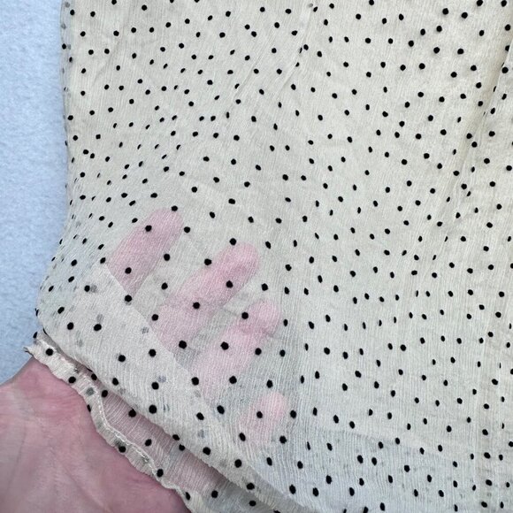 Sundance Silk Chiffon Polka Dot Ruffle Cap Sleeve Top Size Large Cream Coquette - Picture 4 of 11
